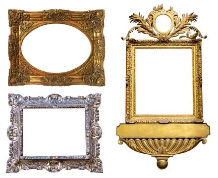 Gold interior elements of the picture frame isolated 写真素材