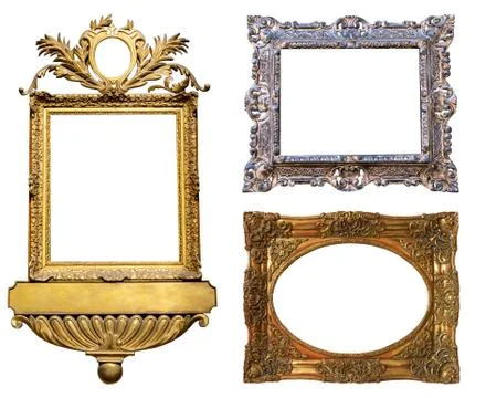 Gold interior elements of the picture frame isolated 스톡 사진