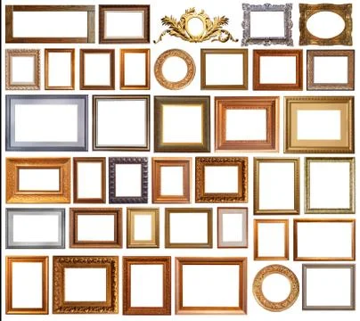 Gold interior elements of the picture frame isolated 스톡 사진