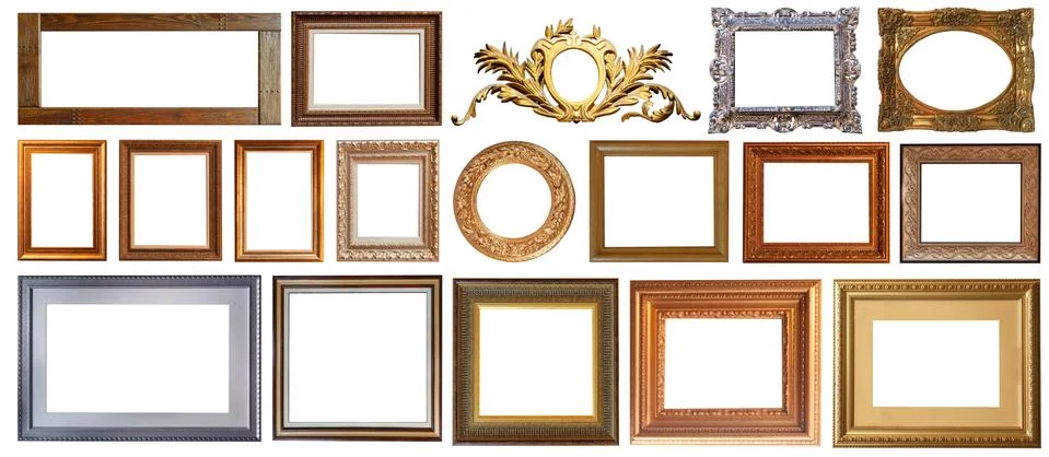 Gold interior elements of the picture frame isolated 스톡 사진