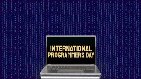 The  gold  international programmers day on notebook for holiday or technolog Stock Illustration