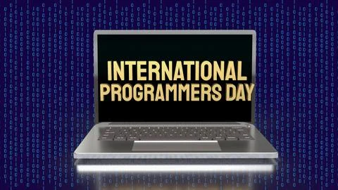 The  gold  international programmers day on notebook for holiday or technolog 스톡 일러스트