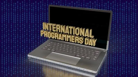 The  gold  international programmers day on notebook for holiday or technolog Stock-Illustration