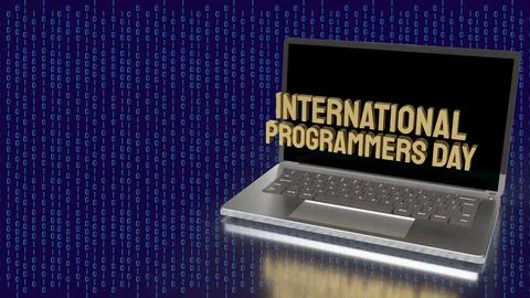 The  gold  international programmers day on notebook for holiday or technolog Stock-Illustration