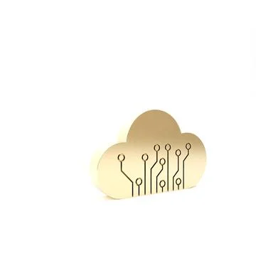 Gold Internet of things icon isolated on white background. Cloud computing de イラスト素材