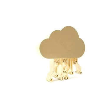 Gold Internet of things icon isolated on white background. Cloud computing de Stock Illustration