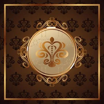 Gold invitation frame or packing Stock Illustration