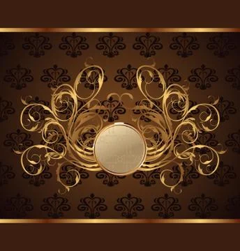 Gold invitation frame or packing for elegant design Stock Illustration