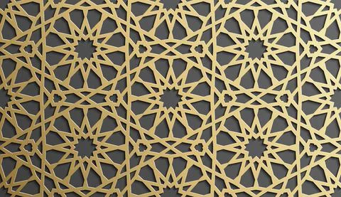 Gold islamic art 3d pattern. Pattern islamic motif. Ramadan kareem vector Stock Illustration