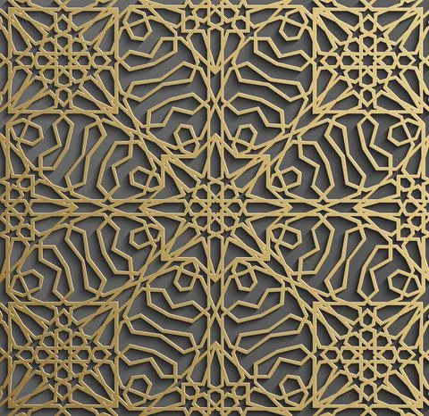 Gold islamic art 3d pattern. Pattern islamic motif. Ramadan kareem vector Illustrazione stock