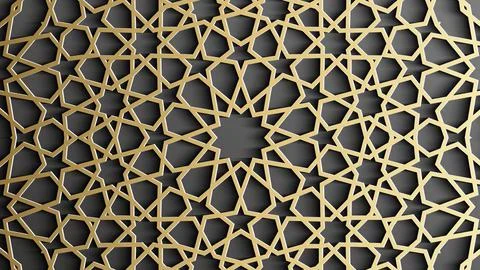 Gold islamic pattern on black background. Islamic ornament vector, persian Illustrazione stock