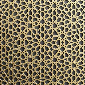 Gold islamic pattern on black background. Islamic ornament vector, persian Stock Illustration