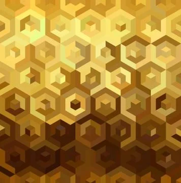 Gold isometric 3d cube seamless pattern low poly Stock Illustration