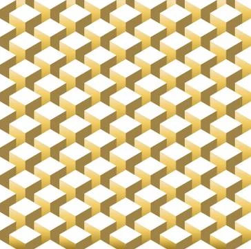 Gold isometric 3d retro cube seamless pattern イラスト素材