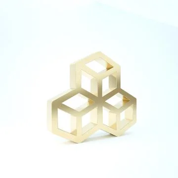 Gold Isometric cube icon isolated on white background. Geometric cubes solid  Stockillustratie