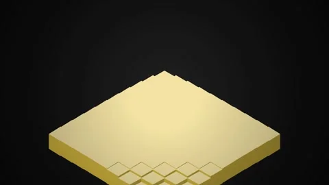 Gold Isometric Cubes Forming A Pyramid Shape Animation On Black Background Stock Footage 339925762