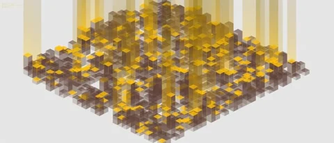 Gold Isometric Data Infrastructure Grid 21:9 Stock Footage 331153269