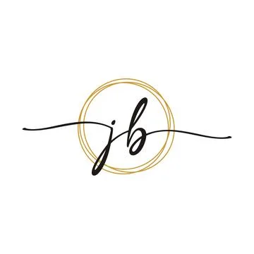 Gold J B Initial Script Letter Beauty Logo Template Stock Illustration