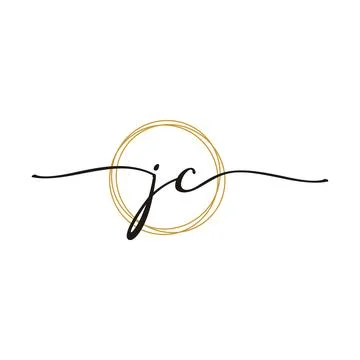 Gold J C Initial Script Letter Beauty Logo Template Stock Illustration