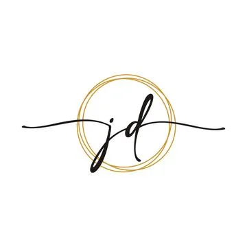 Gold J D Initial Script Letter Beauty Logo Template Stock Illustration