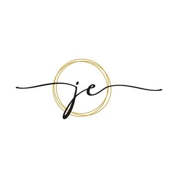 Gold J E Initial Script Letter Beauty Logo Template Stock Illustration