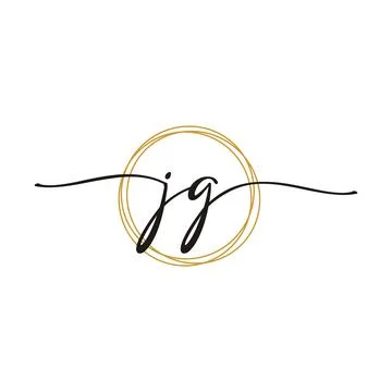 Gold J G Initial Script Letter Beauty Logo Template Stock Illustration