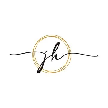 Gold J H Initial Script Letter Beauty Logo Template Illustrazione stock