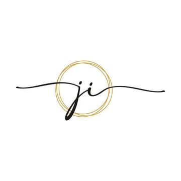 Gold J I Initial Script Letter Beauty Logo Template Stock Illustration