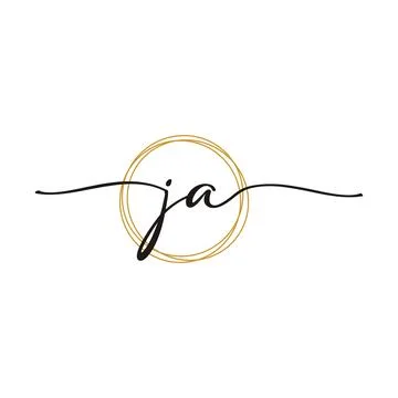 Gold J A Initial Script Letter Beauty Logo Template 스톡 일러스트