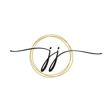 Gold J J Initial Script Letter Beauty Logo Template Stock Illustration