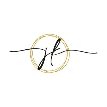 Gold J K Initial Script Letter Beauty Logo Template Stock Illustration
