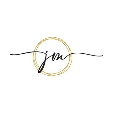 Gold J M Initial Script Letter Beauty Logo Template Stock Illustration