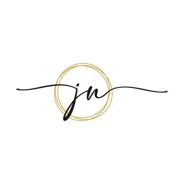 Gold J N Initial Script Letter Beauty Logo Template Illustrazione stock