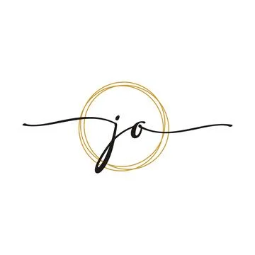 Gold J O Initial Script Letter Beauty Logo Template Illustrazione stock