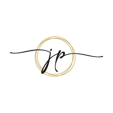 Gold J P Initial Script Letter Beauty Logo Template Stock Illustration