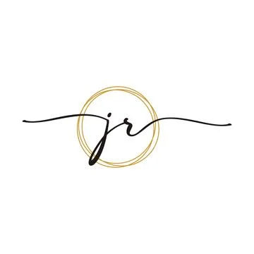 Gold J R Initial Script Letter Beauty Logo Template Stock Illustration