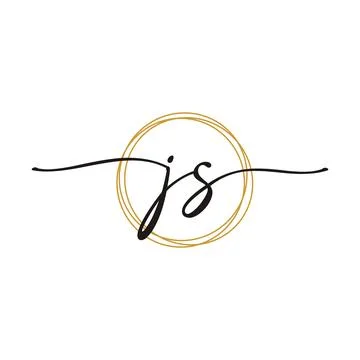 Gold J S Initial Script Letter Beauty Logo Template Stock Illustration