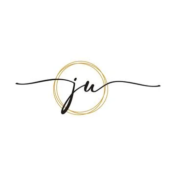 Gold J U Initial Script Letter Beauty Logo Template Stock Illustration