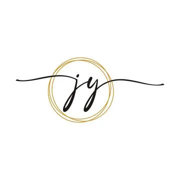 Gold J Y Initial Script Letter Beauty Logo Template 스톡 일러스트