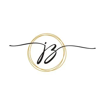 Gold J Z Initial Script Letter Beauty Logo Template Stock Illustration