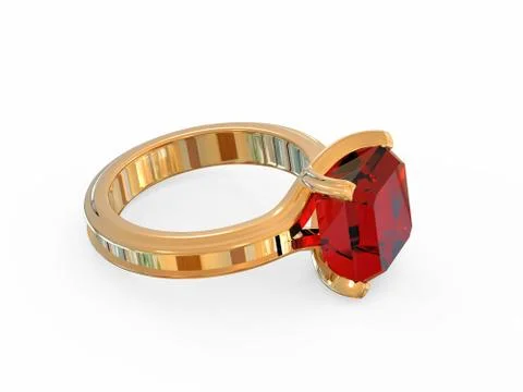 Gold jewelry ring with a precious ruby stone 스톡 일러스트