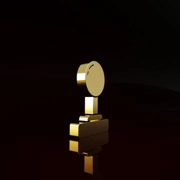 Gold Joystick for arcade machine icon isolated on brown background. Joystick  Stock Illustration