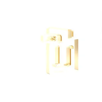 Gold JS file document. Download js button icon isolated on white background.  Stock Illustration