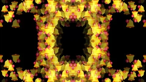 Gold Kaleidoscope Bell Pattern Motion Background Stock Footage 347078172