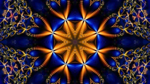 Gold kaleidoscope sequence patterns. Stock Footage