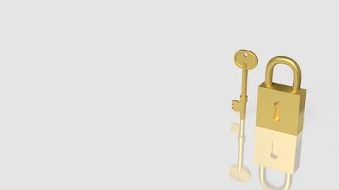 The Gold key and master for security concept 3d Rendering. Stockillustratie