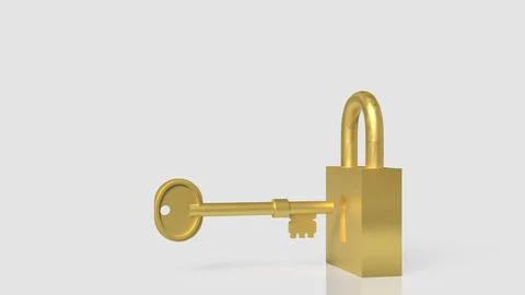 The Gold key and master for security concept 3d Rendering. Stockillustratie