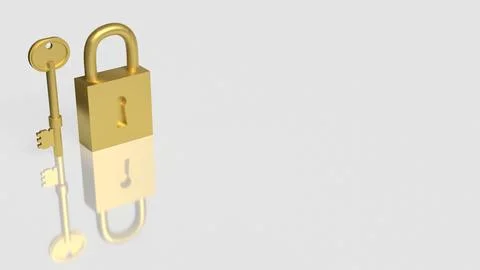 The Gold key and master for security concept 3d Rendering. Stockillustratie