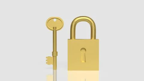 The Gold key and master for security concept 3d Rendering. Stockillustratie