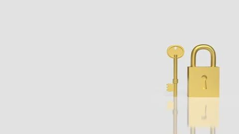 The Gold key and master for security concept 3d Rendering. Foto stock